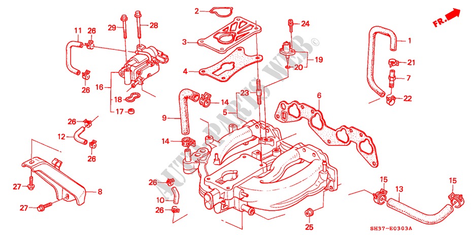 ANSAUGKRUEMMER(4) für Honda CIVIC DX 1500 3 Türen 5 gang-Schaltgetriebe 1990