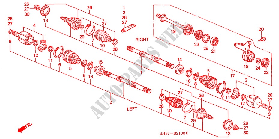 ANTRIEBSWELLE/HALBWELLE für Honda CIVIC 1.6I-VT 3 Türen 5 gang-Schaltgetriebe 1991