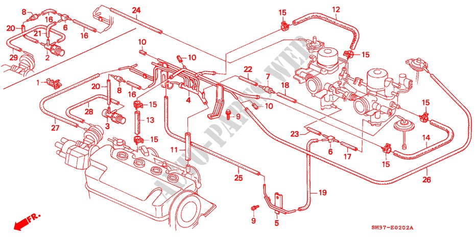 EINBAULEITUNG/ROHRE(3) für Honda CIVIC GL 3 Türen 5 gang-Schaltgetriebe 1990