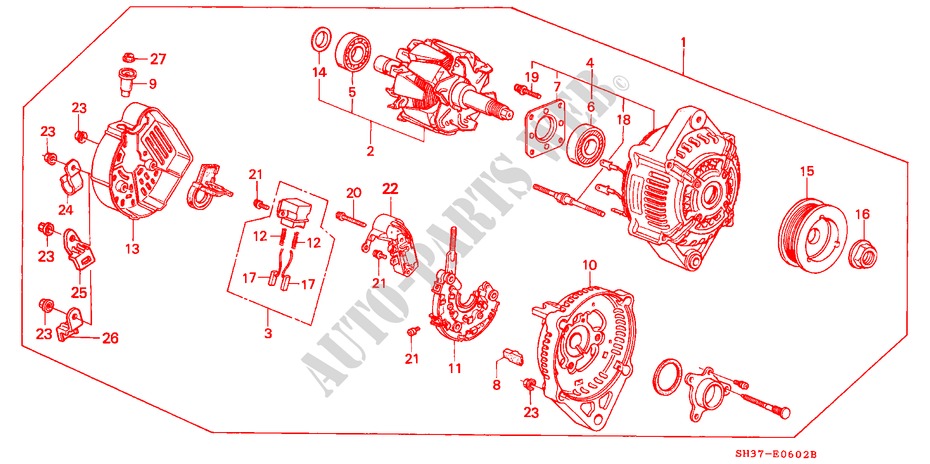 LICHTMASCHINE(ND) für Honda CIVIC 1.6I-VT 3 Türen 5 gang-Schaltgetriebe 1991