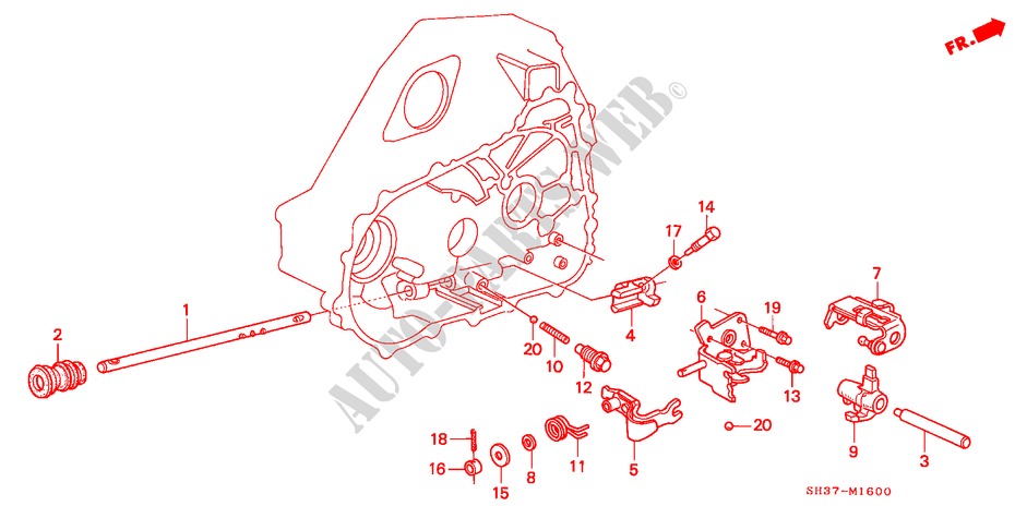 SCHALTSTANGE/SCHALTHEBELHALTERUNG(2) für Honda CIVIC 1.6I-VT 3 Türen 5 gang-Schaltgetriebe 1991