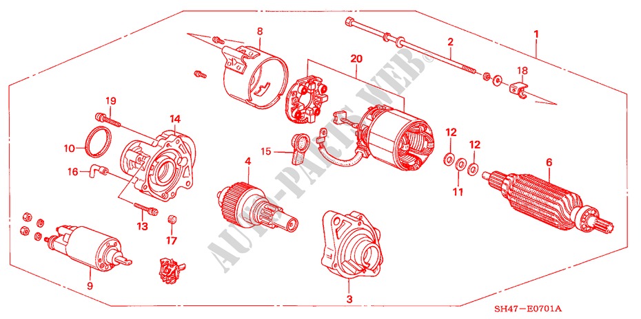 ANLASSER(MITSUBA) für Honda CIVIC GL 4 Türen 5 gang-Schaltgetriebe 1991