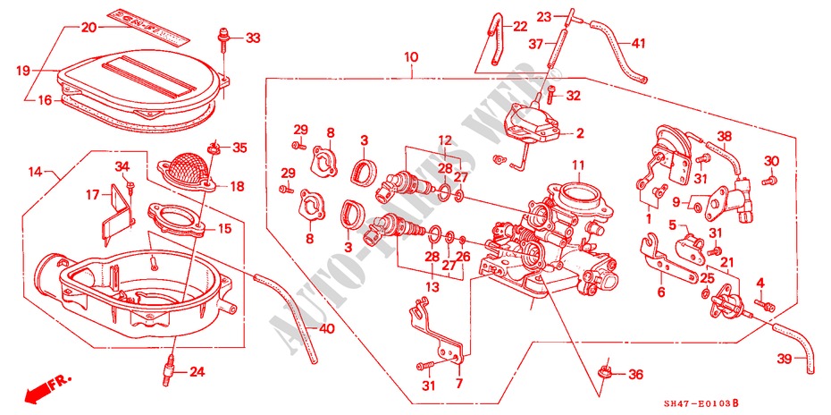 DROSSELKLAPPENGEHAEUSE(PGM FI)(1) für Honda CIVIC GL 4 Türen 5 gang-Schaltgetriebe 1991