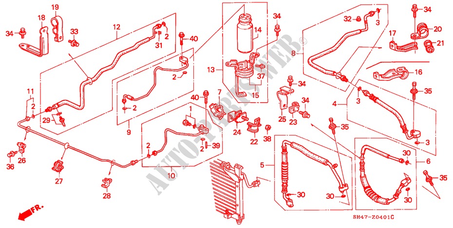 KLIMAANLAGE (SCHLAEUCHE/LEITUNGEN)(LH)('89 ) für Honda CIVIC GL 4 Türen 5 gang-Schaltgetriebe 1991