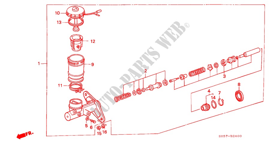 HAUPTBREMSZYLINDER(1) für Honda CIVIC SHUTTLE GL 5 Türen 5 gang-Schaltgetriebe 1989