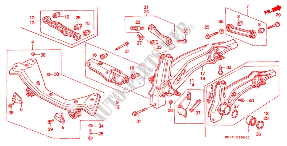 HINTEN STABILISATOR/ UNTERER ARM, HINTEN für Honda CIVIC SHUTTLE GL 5 Türen 5 gang-Schaltgetriebe 1988