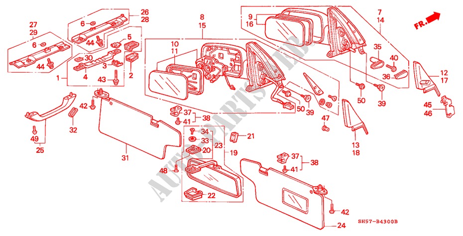 SPIEGEL/SCHIEBEDACH für Honda CIVIC SHUTTLE GL 5 Türen 5 gang-Schaltgetriebe 1989
