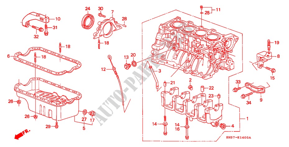 ZYLINDERBLOCK/OELWANNE für Honda CIVIC SHUTTLE GL 5 Türen 5 gang-Schaltgetriebe 1989