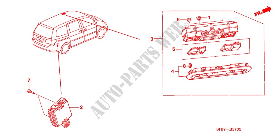AUTO AIR CONDITIONERCONTROL(HINTEN) für Honda ODYSSEY EXL 5 Türen 5 gang automatikgetriebe 2009