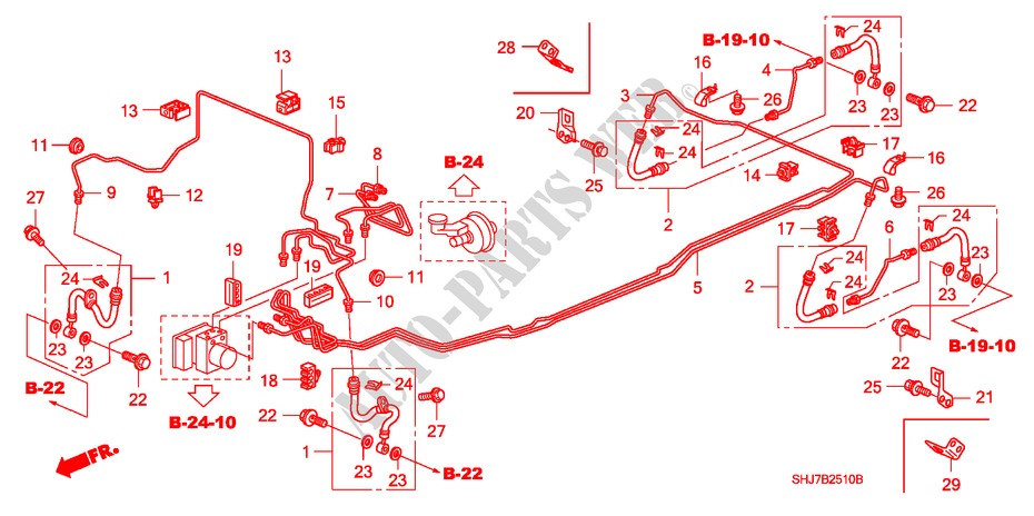 BREMSLEITUNGEN(VSA) für Honda ODYSSEY EXL 5 Türen 5 gang automatikgetriebe 2009