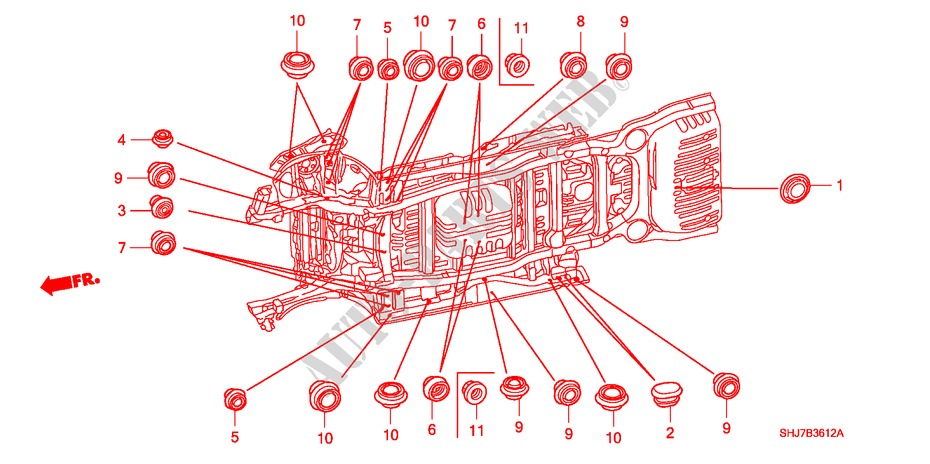 GUMMITUELLE(UNTEN)(2) für Honda ODYSSEY EXL 5 Türen 5 gang automatikgetriebe 2009