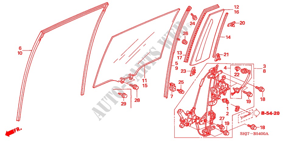 SCHIEBETUERFENSTER/REGLER für Honda ODYSSEY EXL 5 Türen 5 gang automatikgetriebe 2009
