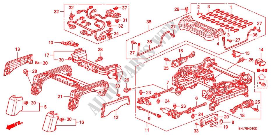 VORNE SITZKOMPONENTEN(L.)(8STUFIG VERSTELLBARER SITZ) für Honda ODYSSEY EXI 5 Türen 5 gang automatikgetriebe 2006