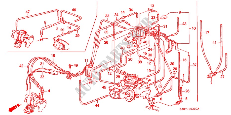 EINBAULEITUNG/ROHRE (E,F,G,S,W) für Honda ACCORD EX 3 Türen 4 gang automatikgetriebe 1988