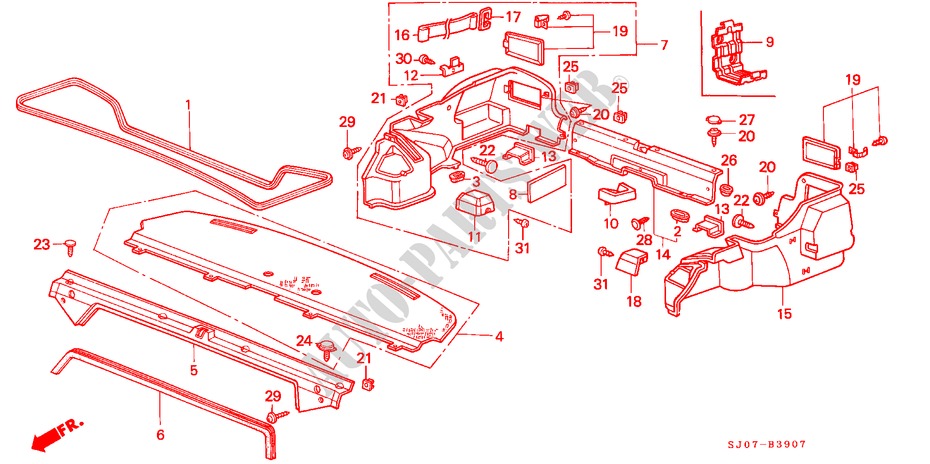 HINTERE ABLAGE/ KOFFERRAUM ZIERSTUECK(4D) für Honda ACCORD EX 4 Türen 4 gang automatikgetriebe 1988