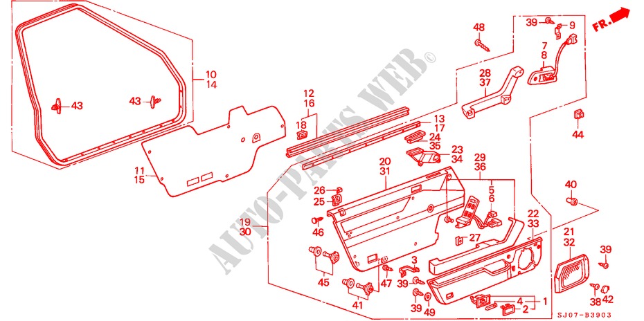 TUERVERKLEIDUNG, VORNE(4D) für Honda ACCORD 2.0I-16 4 Türen 5 gang-Schaltgetriebe 1988