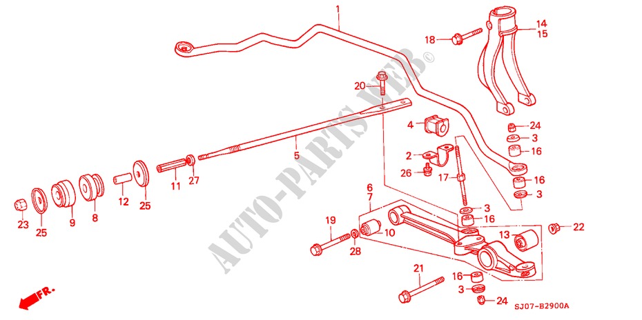 UNTERER ARM, VORNE/ STABILISATORFEDER, VORNE für Honda ACCORD EX 4 Türen 4 gang automatikgetriebe 1988