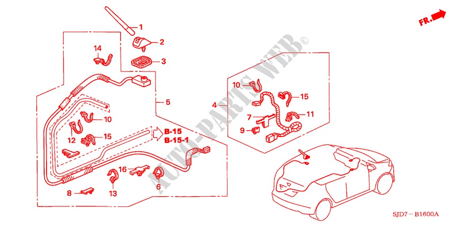 ANTENNE für Honda FR-V 1.8 COMFORT 5 Türen 6 gang-Schaltgetriebe 2009