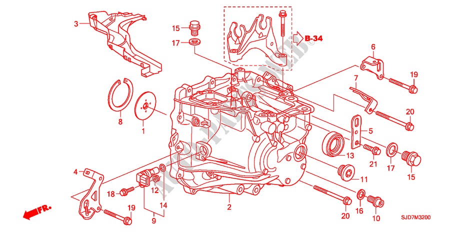 GETRIEBEGEHAEUSE(1.8L) für Honda FR-V 1.8 COMFORT 5 Türen 6 gang-Schaltgetriebe 2009
