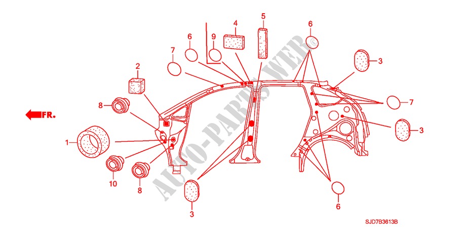 GUMMITUELLE(SEITEN) für Honda FR-V 1.8 EXECUTIVE 5 Türen 6 gang-Schaltgetriebe 2008