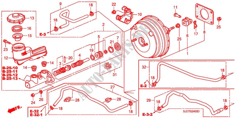 HAUPTBREMSZYLINDER/MASTER POWER(LH) für Honda FR-V 2.0 COMFORT 5 Türen 6 gang-Schaltgetriebe 2006