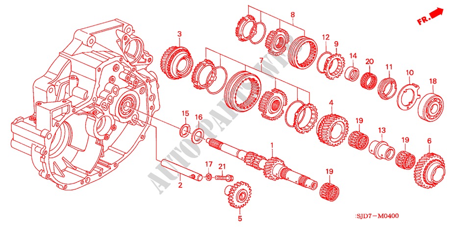 HAUPTWELLE(1.7L) für Honda FR-V 1.7 SE 5 Türen 5 gang-Schaltgetriebe 2006