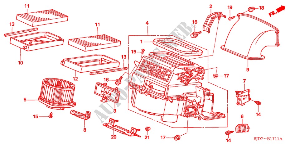 HEIZGEBLAESE(RH) für Honda FR-V 1.7 SE 5 Türen 5 gang-Schaltgetriebe 2005