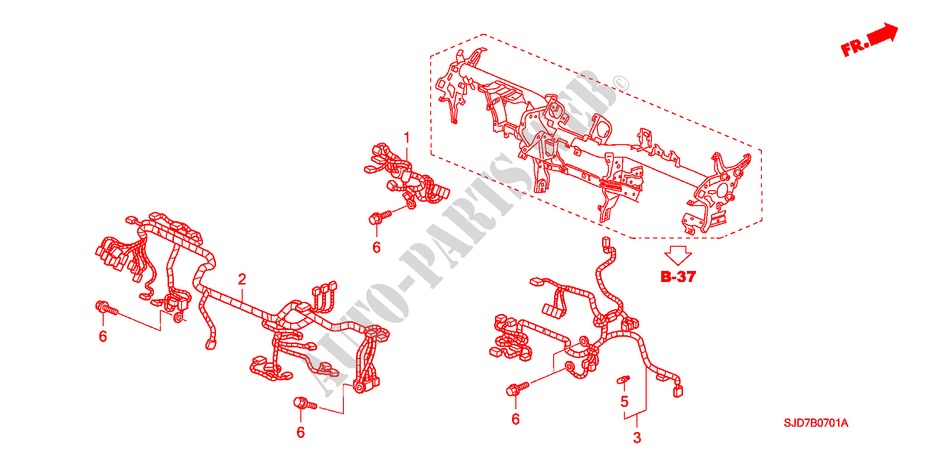 KABELBAUM(2) (LH) für Honda FR-V 2.0 COMFORT 5 Türen 6 gang-Schaltgetriebe 2006