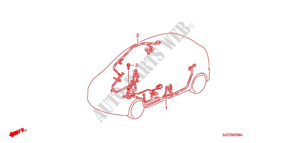 KABELBAUM(3) (RH) für Honda FR-V 1.8 EX 5 Türen 6 gang-Schaltgetriebe 2009
