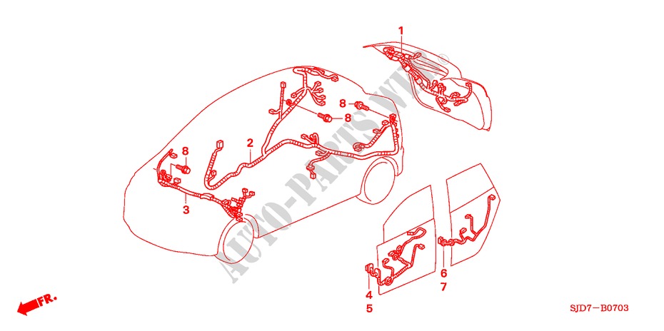 KABELBAUM(4) (LH) für Honda FR-V 2.2 EXECUTIVE 5 Türen 6 gang-Schaltgetriebe 2007
