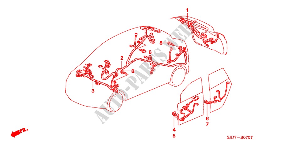 KABELBAUM(4) (RH) für Honda FR-V SE-S 5 Türen 6 gang-Schaltgetriebe 2007