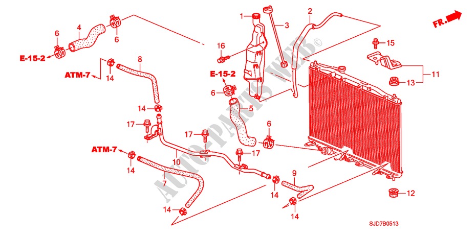 KUEHLERSCHLAUCH/RESERVETANK(1.8L) für Honda FR-V 1.8 SE 5 Türen 5 gang automatikgetriebe 2007