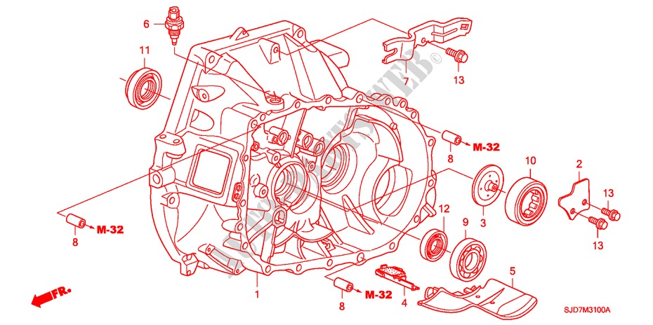 KUPPLUNGSGEHAEUSE(1.8L) für Honda FR-V 1.8 EXECUTIVE 5 Türen 6 gang-Schaltgetriebe 2008