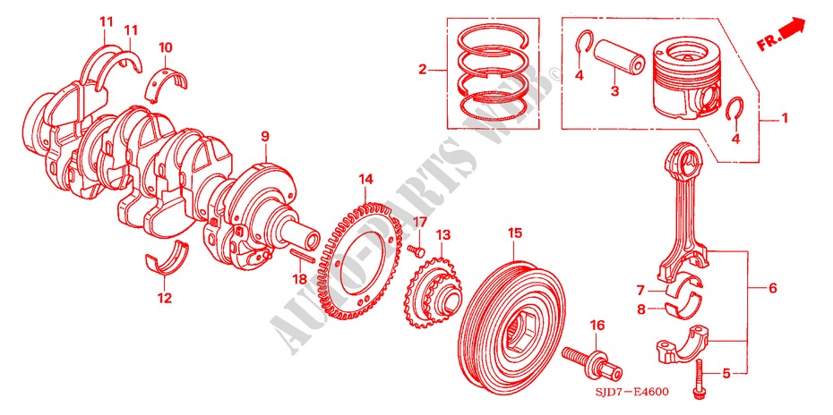 KURBELWELLE/KOLBEN (DIESEL) für Honda FR-V 2.2 EXECUTIVE 5 Türen 6 gang-Schaltgetriebe 2009