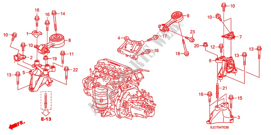 MOTORBEFESTIGUNGEN(1.8L) (MT) für Honda FR-V 1.8/1.8 TREND 5 Türen 6 gang-Schaltgetriebe 2009
