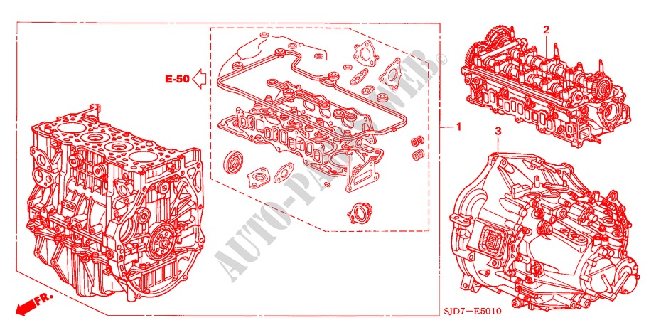 MOTOREINHEIT/GETRIEBE KOMPL.(DIESEL) für Honda FR-V 2.2 EXECUTIVE 5 Türen 6 gang-Schaltgetriebe 2009
