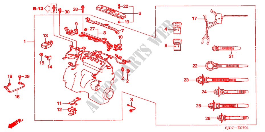 MOTORKABELBAUM (1.7L)(RH) für Honda FR-V 1.7 SE 5 Türen 5 gang-Schaltgetriebe 2006