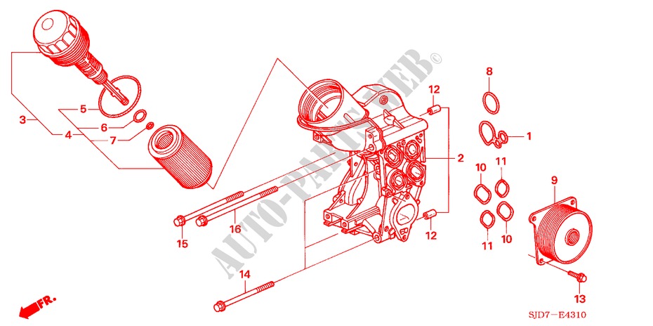 OELFILTERGEHAEUSE(DIESEL) für Honda FR-V 2.2 EXECUTIVE 5 Türen 6 gang-Schaltgetriebe 2009