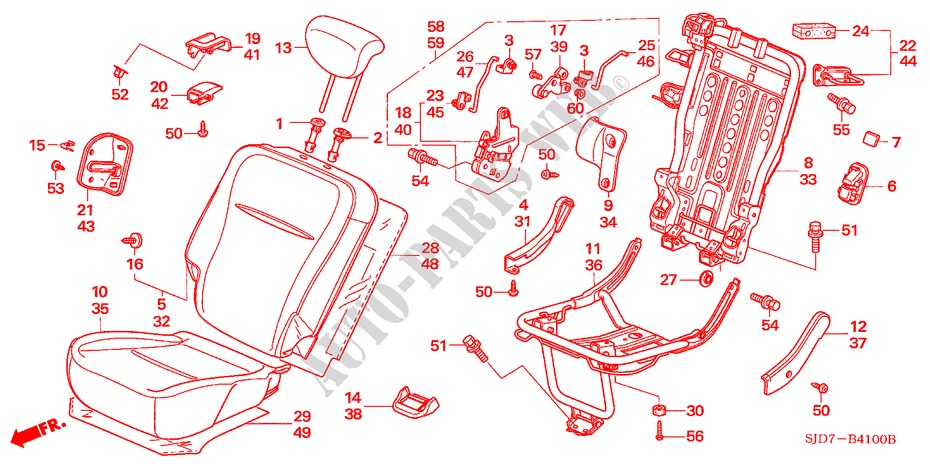 RUECKSITZ(R./L.) für Honda FR-V 1.8 COMFORT 5 Türen 6 gang-Schaltgetriebe 2009