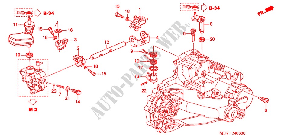 SCHALTARM/SCHALTHEBEL (1.7L) für Honda FR-V 1.7 COMFORT 5 Türen 5 gang-Schaltgetriebe 2006