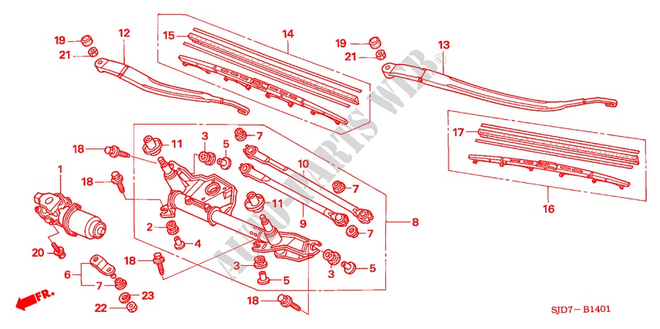 SCHEIBENWISCHER, VORNE(RH) für Honda FR-V 1.8 EX 5 Türen 6 gang-Schaltgetriebe 2009