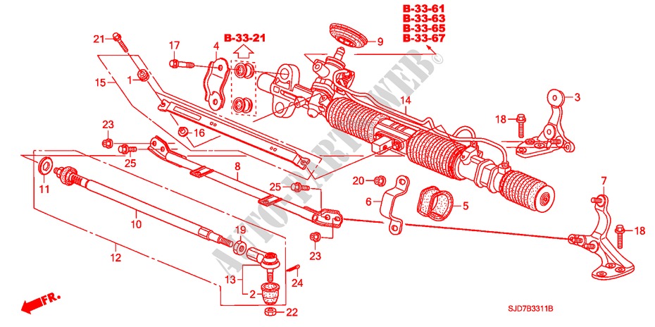 SERVOLENKGETRIEBE(HPS) (RH) für Honda FR-V 2.2 ES 5 Türen 6 gang-Schaltgetriebe 2008