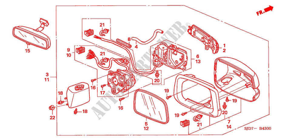 SPIEGEL für Honda FR-V 1.8 ES 5 Türen 6 gang-Schaltgetriebe 2007
