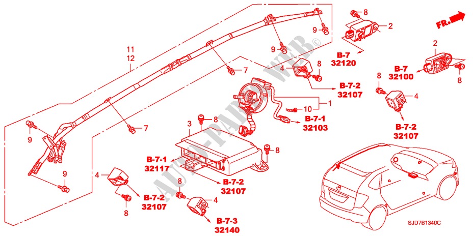 SRS EINHEIT(LH) für Honda FR-V 1.8 COMFORT 5 Türen 6 gang-Schaltgetriebe 2009