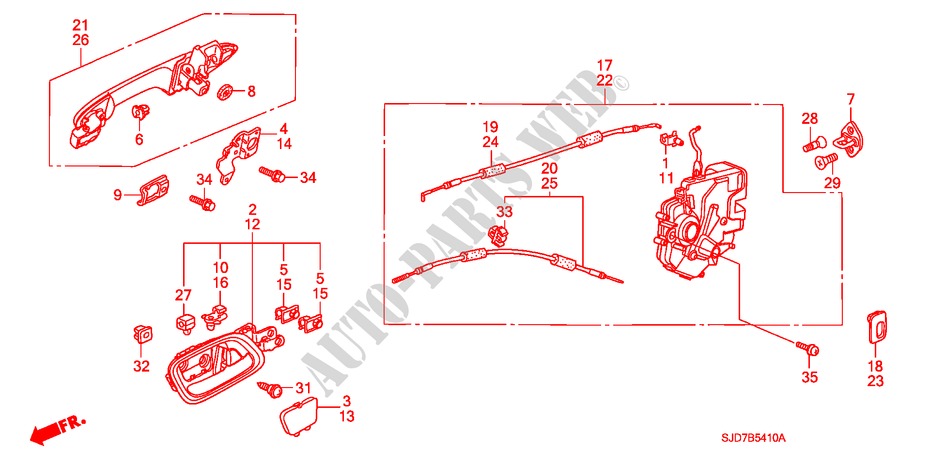 TUERSCHLOSS, HINTEN/ AEUSSERER GRIFF für Honda FR-V 1.8 COMFORT 5 Türen 6 gang-Schaltgetriebe 2009