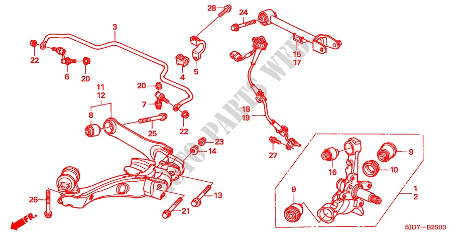 UNTERER ARM, HINTEN für Honda FR-V 1.8 SE 5 Türen 6 gang-Schaltgetriebe 2007
