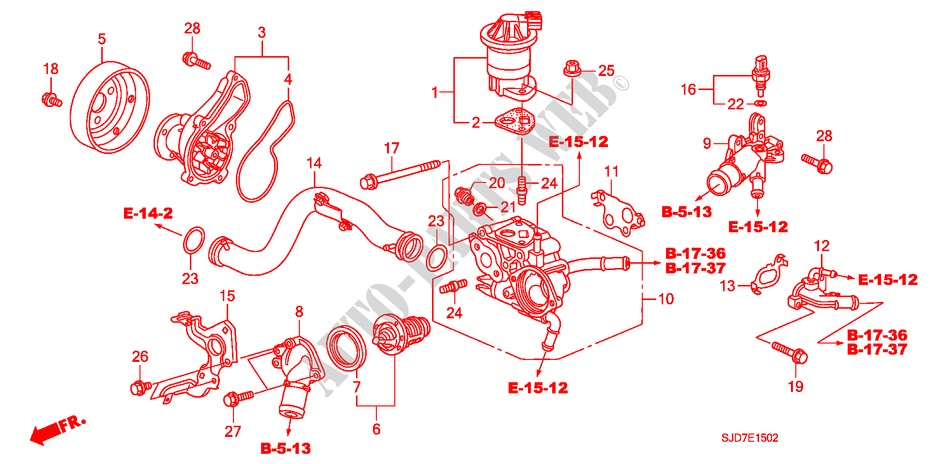 WASSERPUMPE(1.8L) für Honda FR-V 1.8 COMFORT 5 Türen 6 gang-Schaltgetriebe 2009