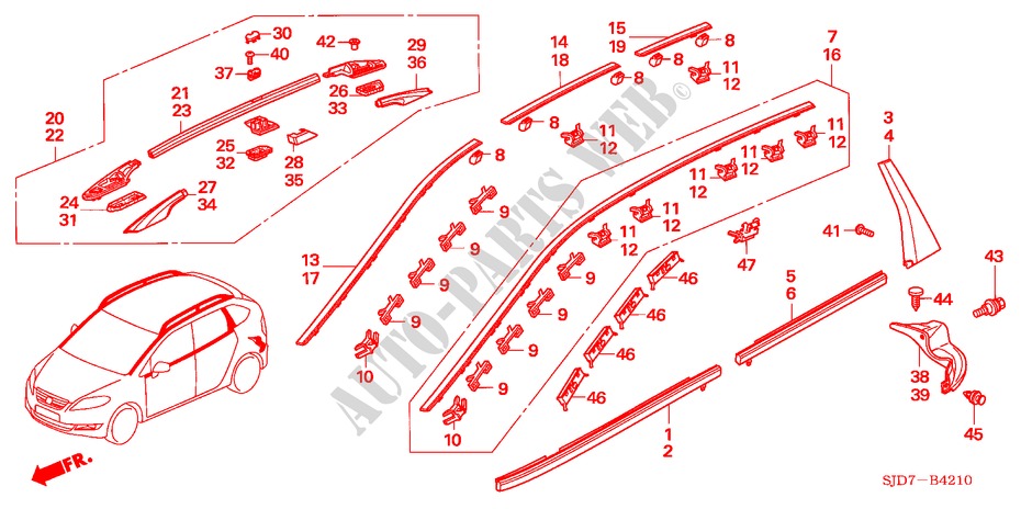 ZIERLEISTE für Honda FR-V 1.8 COMFORT 5 Türen 6 gang-Schaltgetriebe 2009