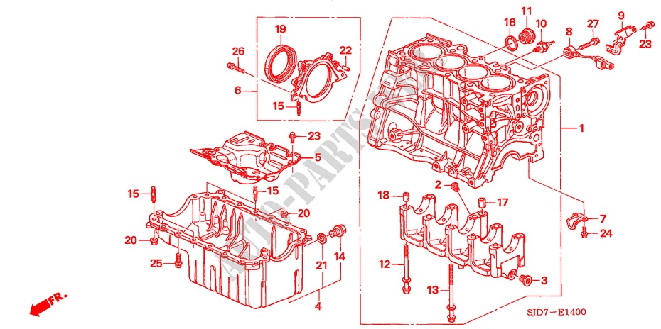 ZYLINDERBLOCK/OELWANNE (1.7L) für Honda FR-V 1.7 SE 5 Türen 5 gang-Schaltgetriebe 2006