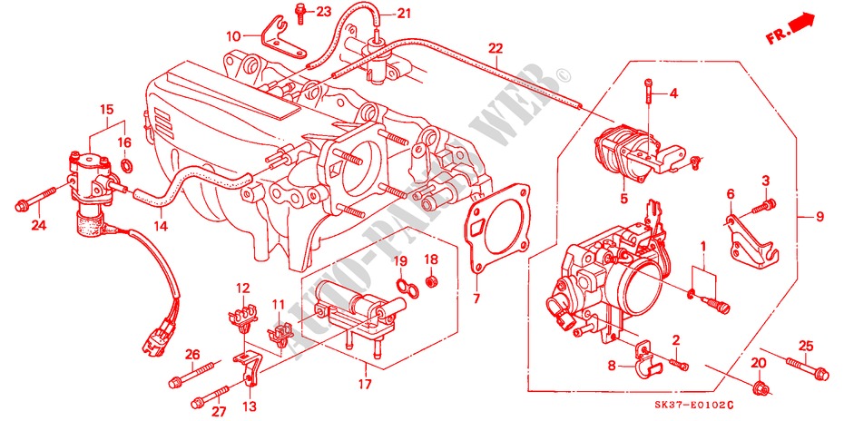 DROSSELKLAPPENGEHAEUSE(PGM FI) (1.6L) für Honda CONCERTO 1.6I-16 5 Türen 4 gang automatikgetriebe 1990